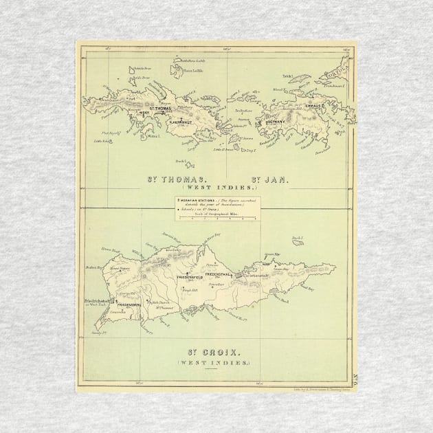 Vintage Map of The Virgin Islands (1853) by Bravuramedia